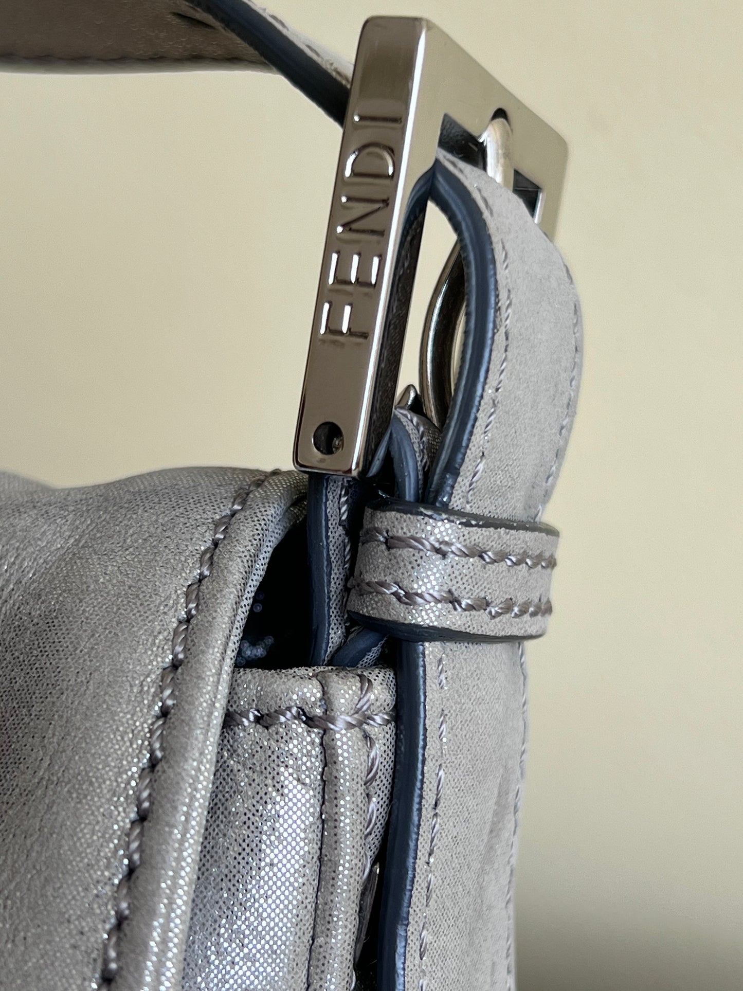 Fendi Baguette Silver leather