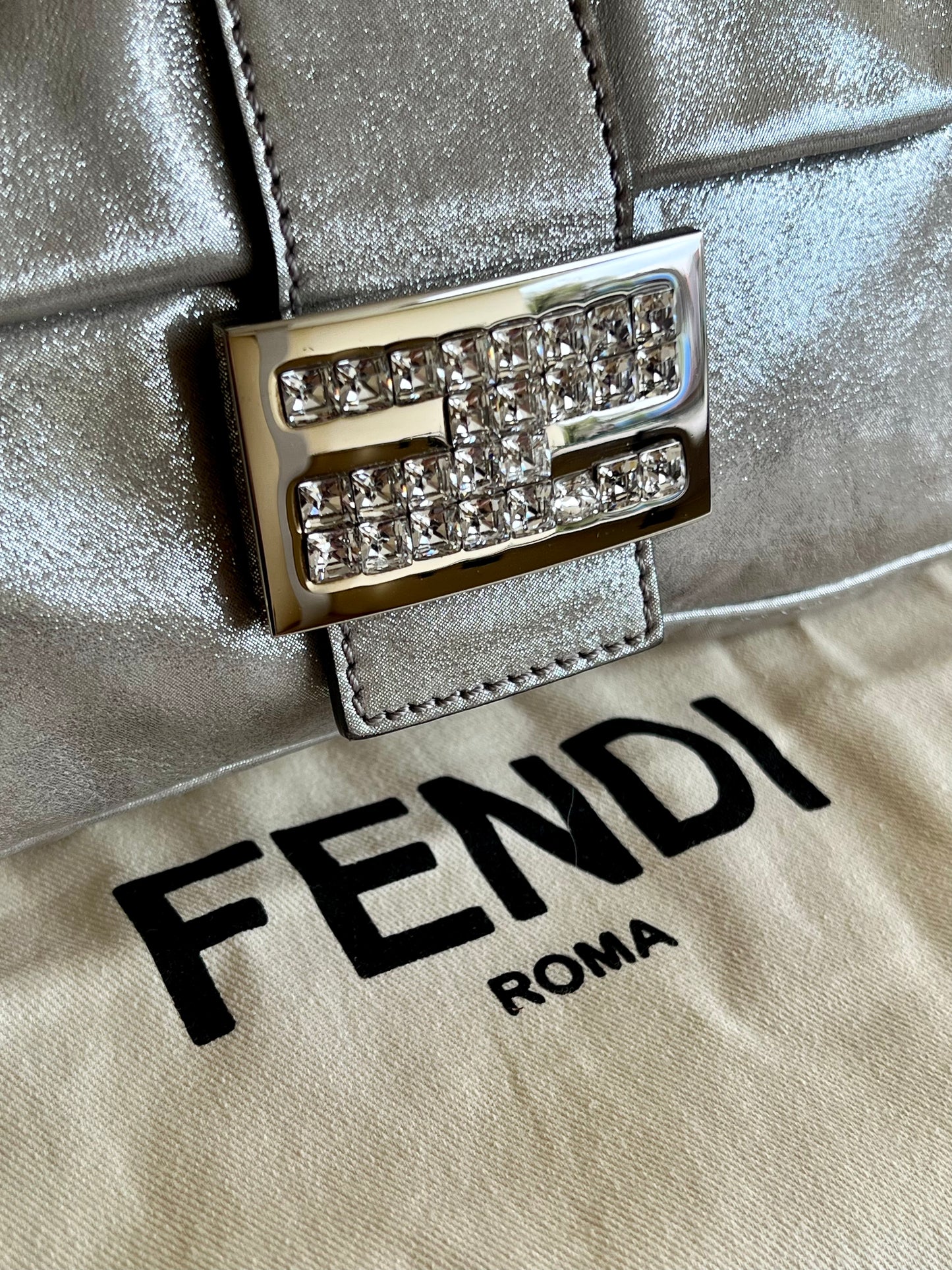 Fendi Baguette Silver leather