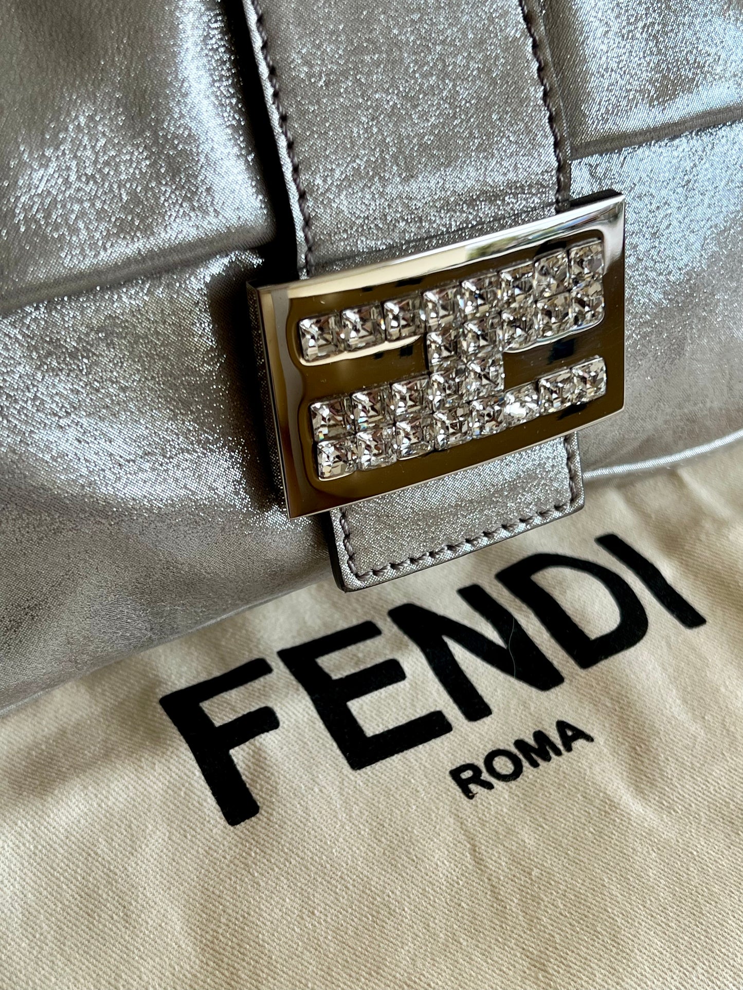 Fendi Baguette Silver leather
