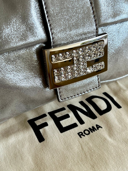 Fendi Baguette Silver leather