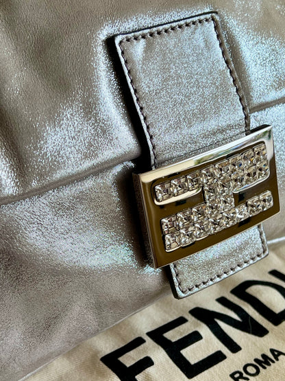 Fendi Baguette Silver leather