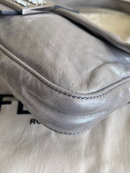 Fendi Baguette Silver leather