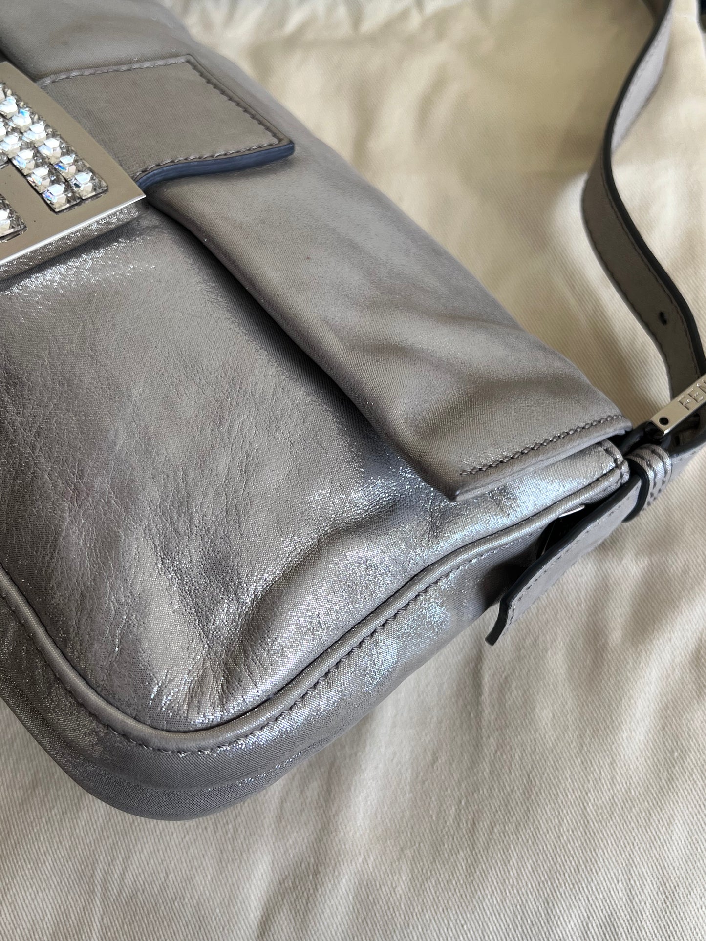 Fendi Baguette Silver leather