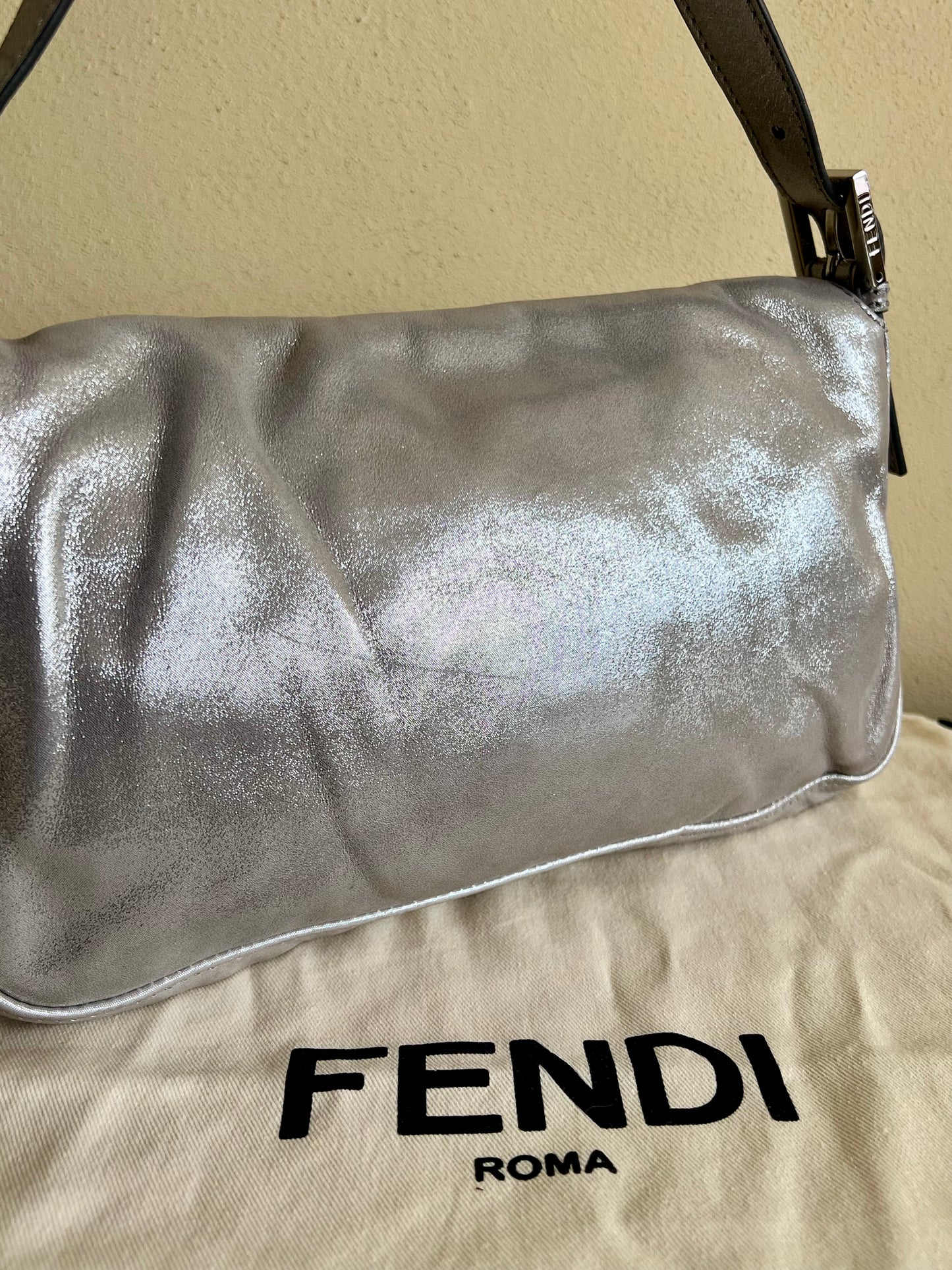 Fendi Baguette Silver leather