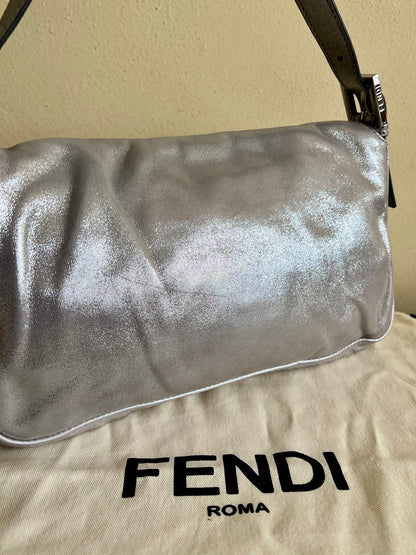 Fendi Baguette Silver leather