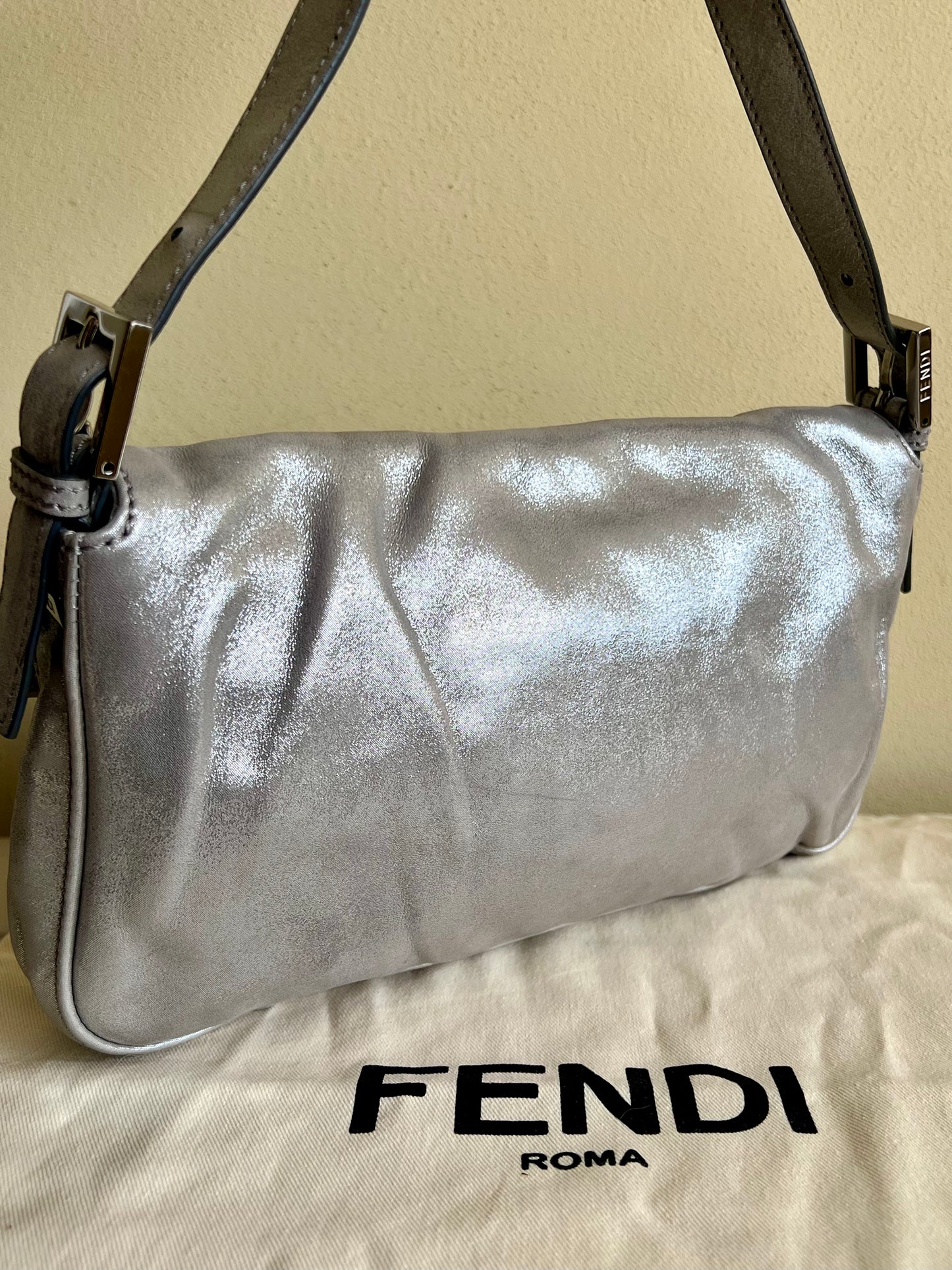 Fendi Baguette Silver leather