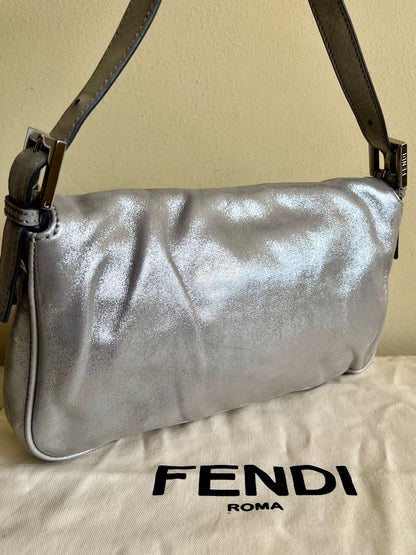Fendi Baguette Silver leather