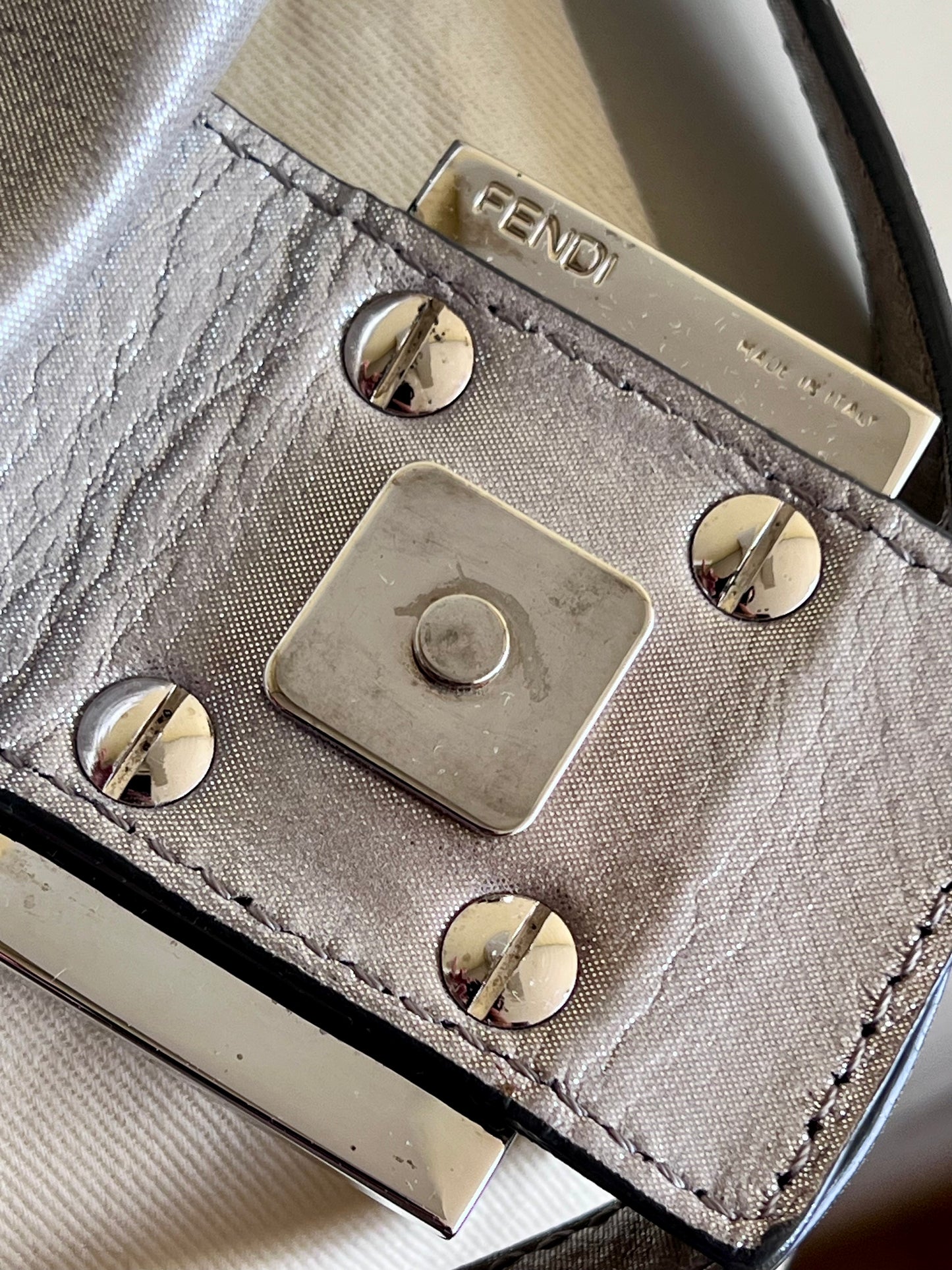Fendi Baguette Silver leather