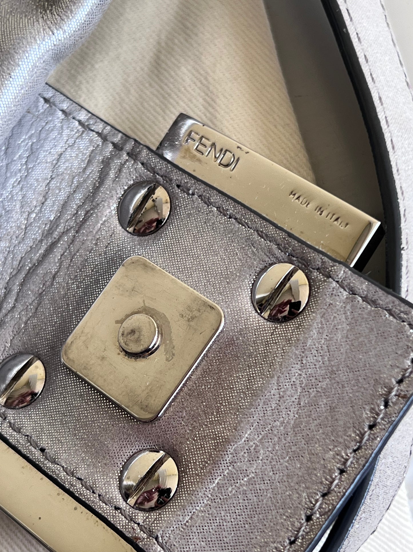 Fendi Baguette Silver leather