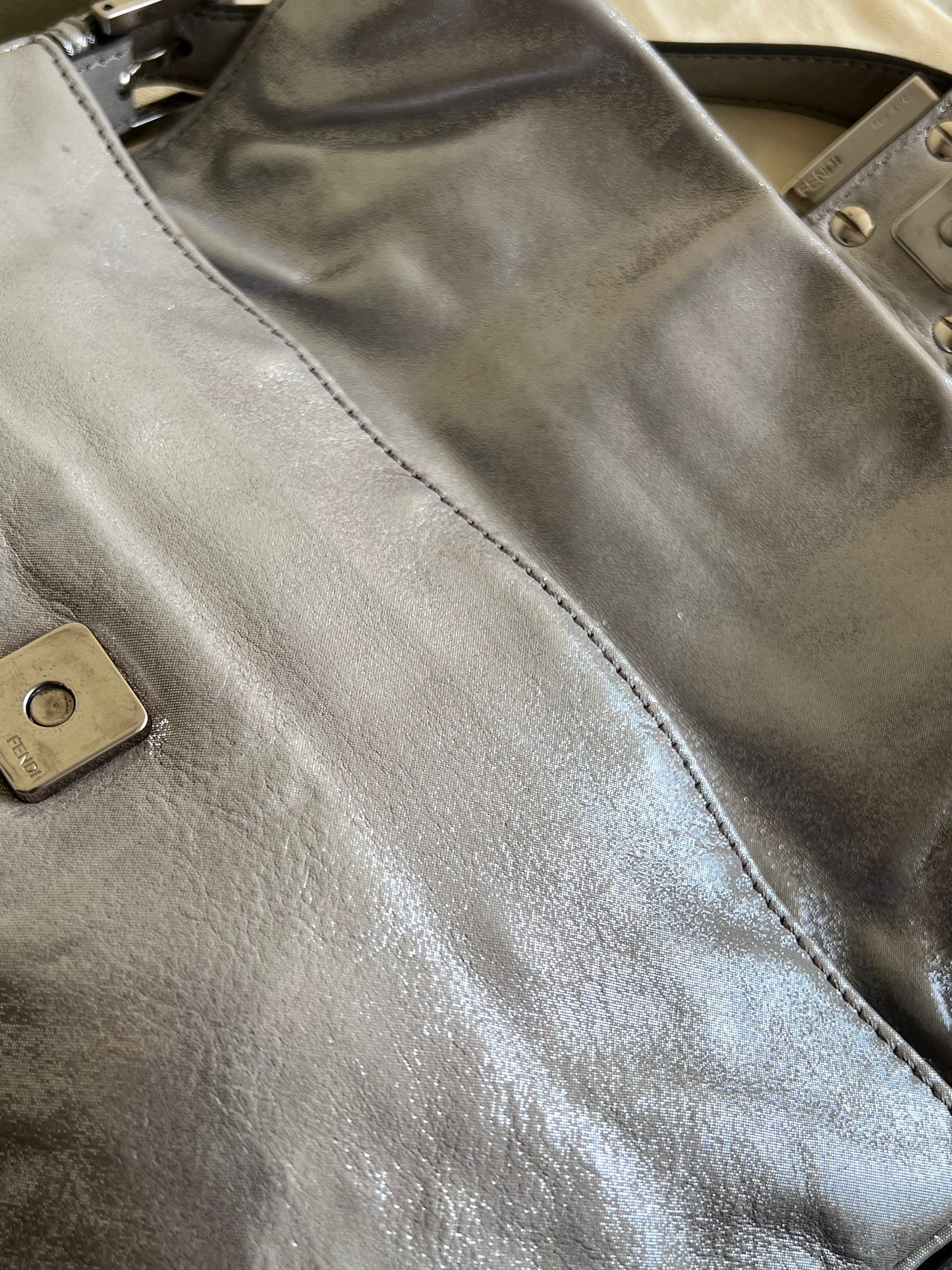 Fendi Baguette Silver leather