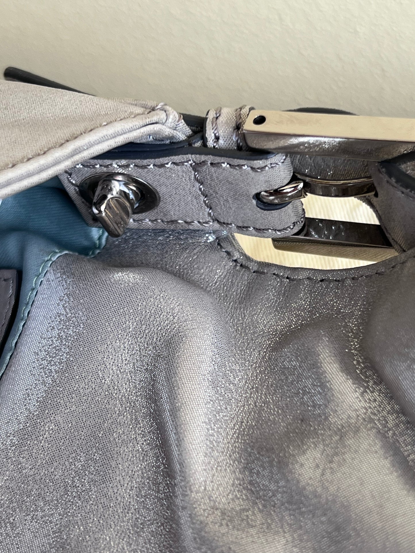 Fendi Baguette Silver leather