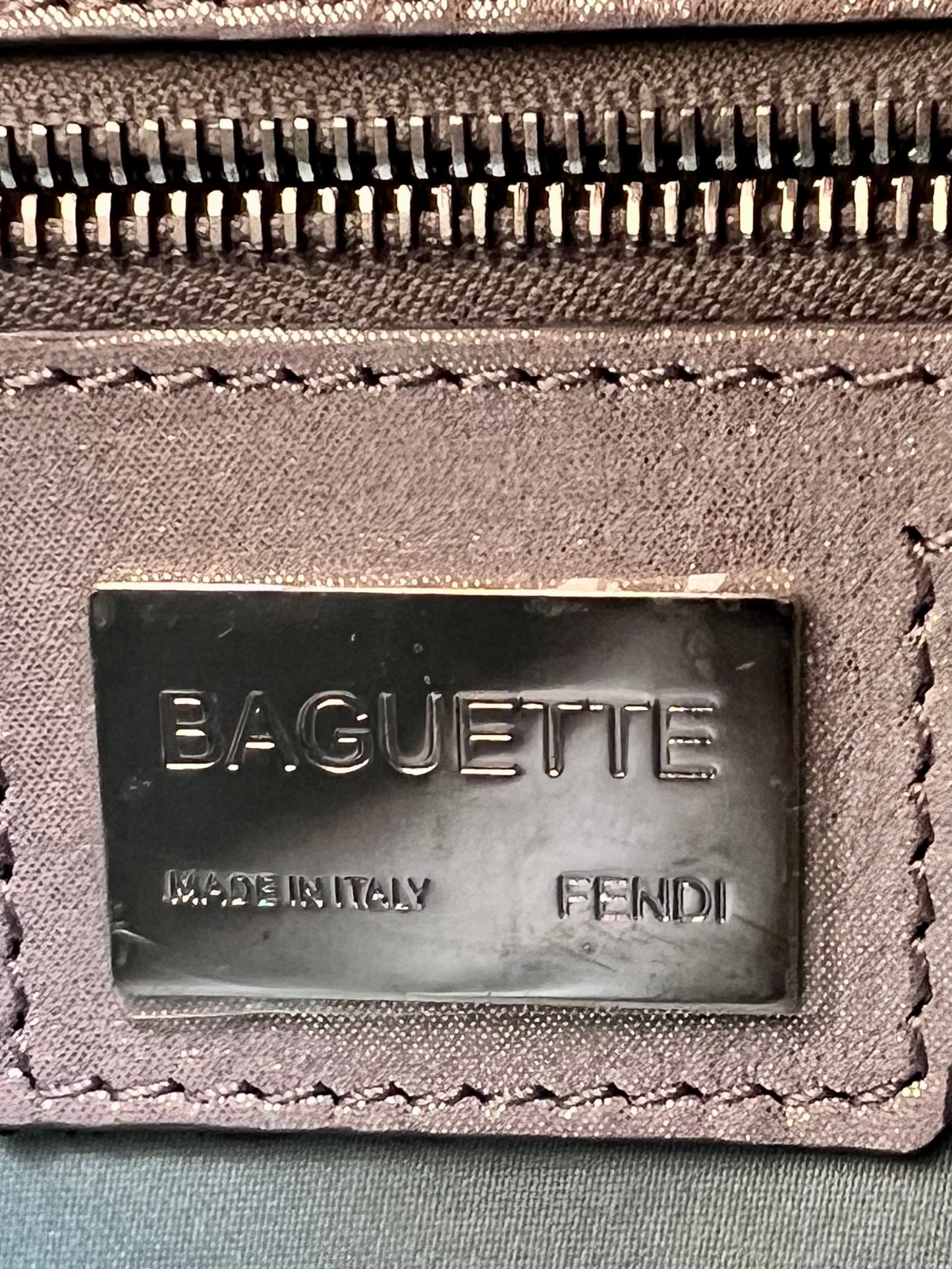 Fendi Baguette Silver leather